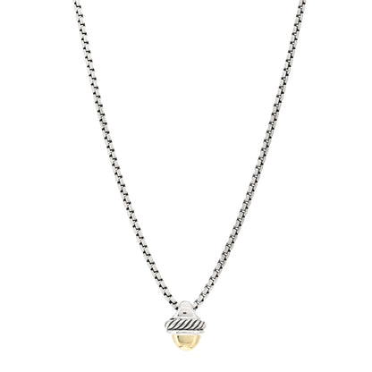 David Yurman Sterling Silver 14K Yellow Gold Acorn Pendant Necklace 1 of 4