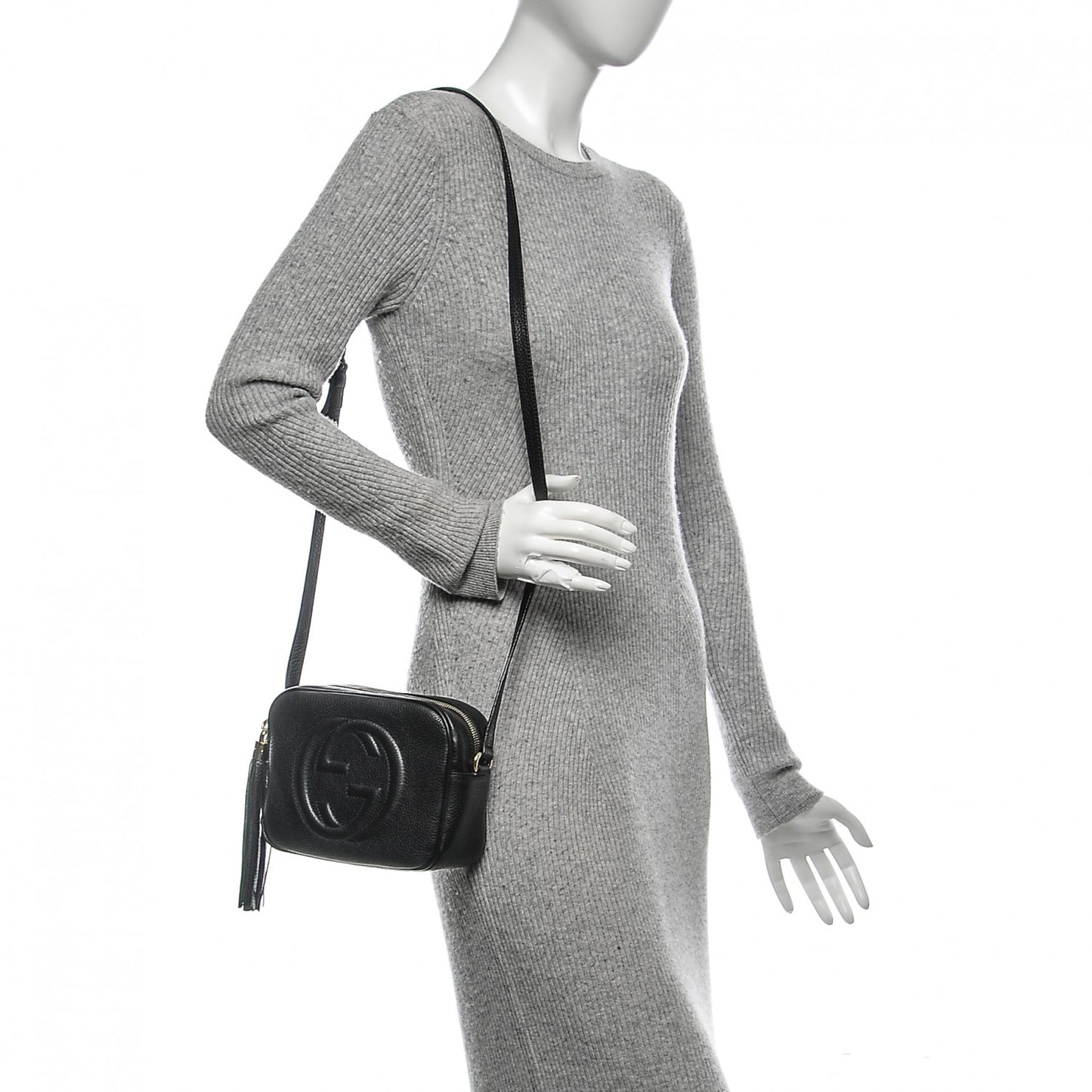 Pebbled Calfskin Small Soho Disco Bag Black