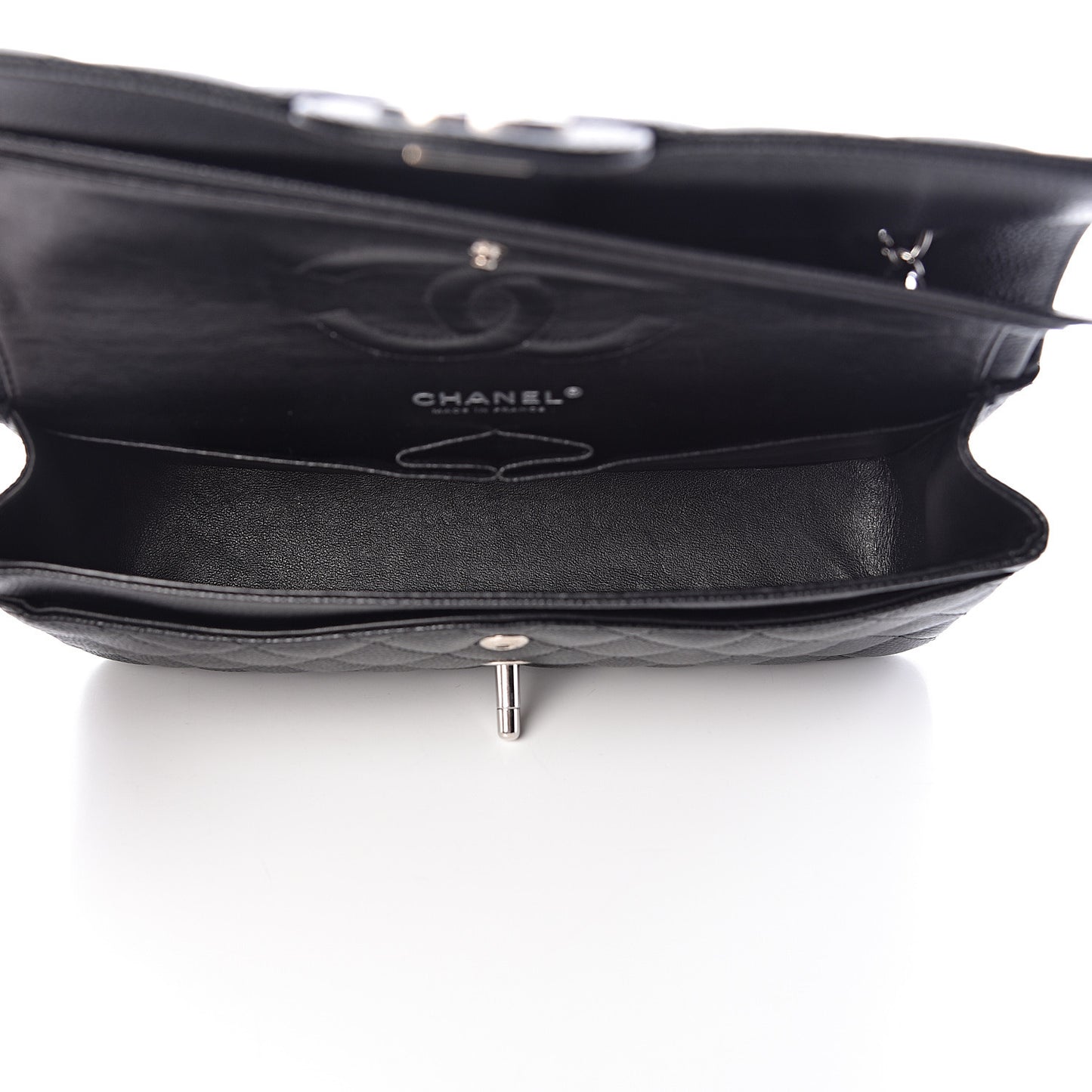 Caviar Quilted Medium Double Flap Black