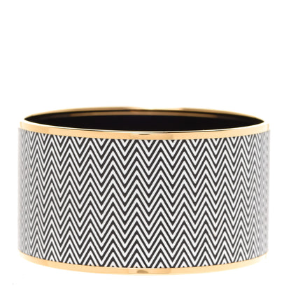 Hermes Enamel Printed Extra Wide Chevron Bracelet 70 Black 3 of 5