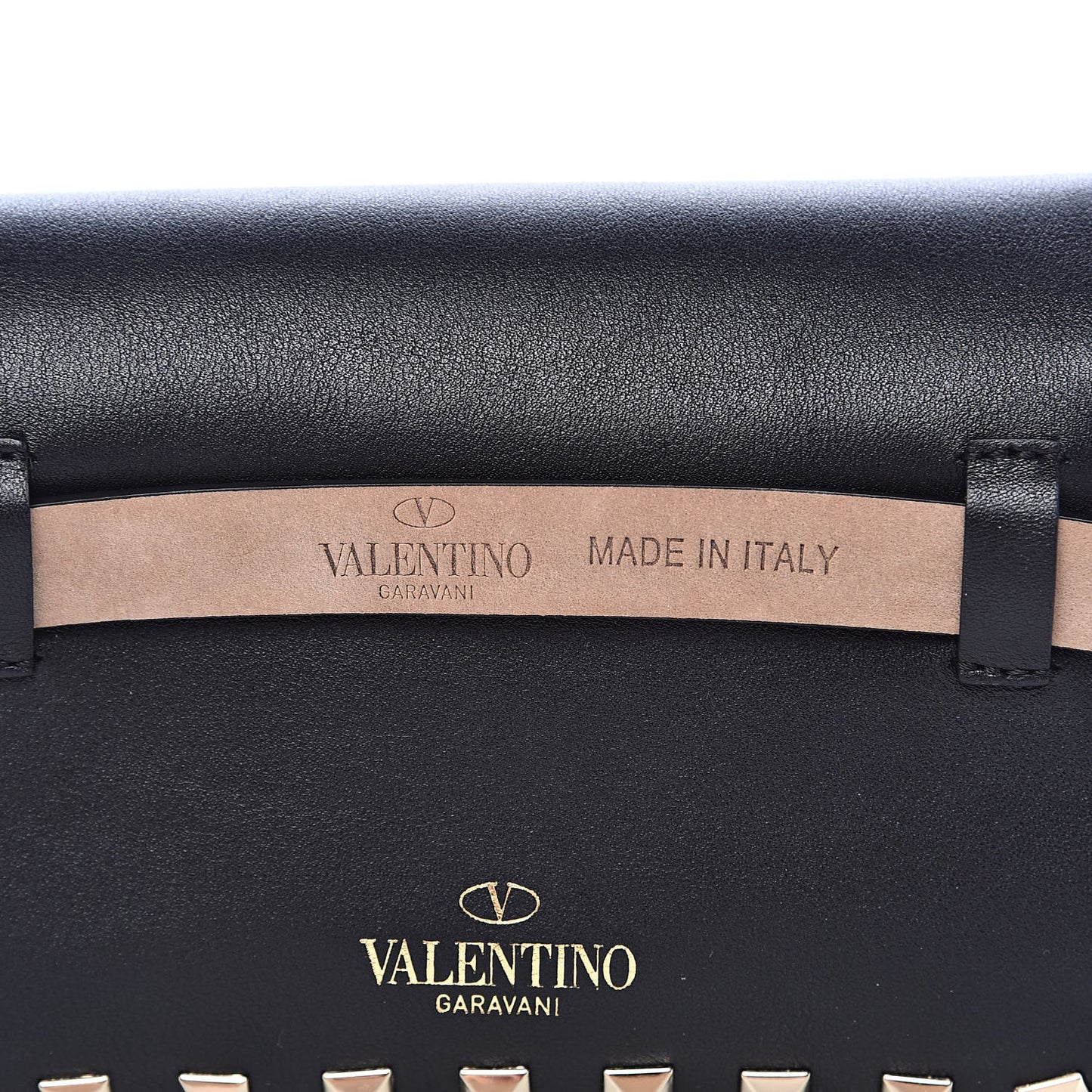 Calfskin Rockstud Belt Bag Black