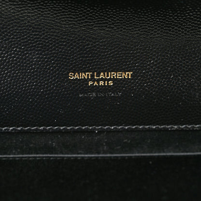 Saint Laurent Grain De Poudre Textured Mixed Matelasse Triquilt Monogram Clutch Black 6 of 8