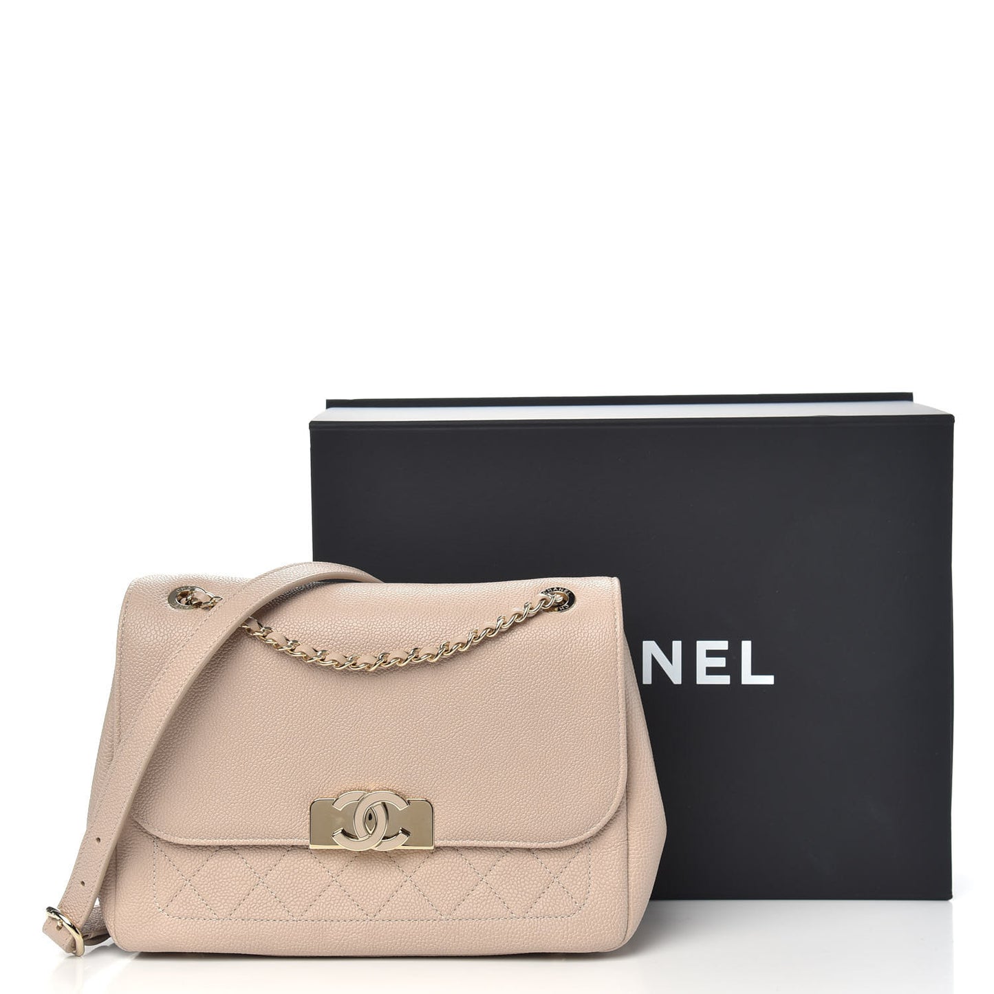 Caviar Small Flap Light Beige