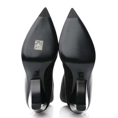 Hermes Suede Goatskin Calfskin Hanae 85 Ankle Boots 37 Black 5 of 8