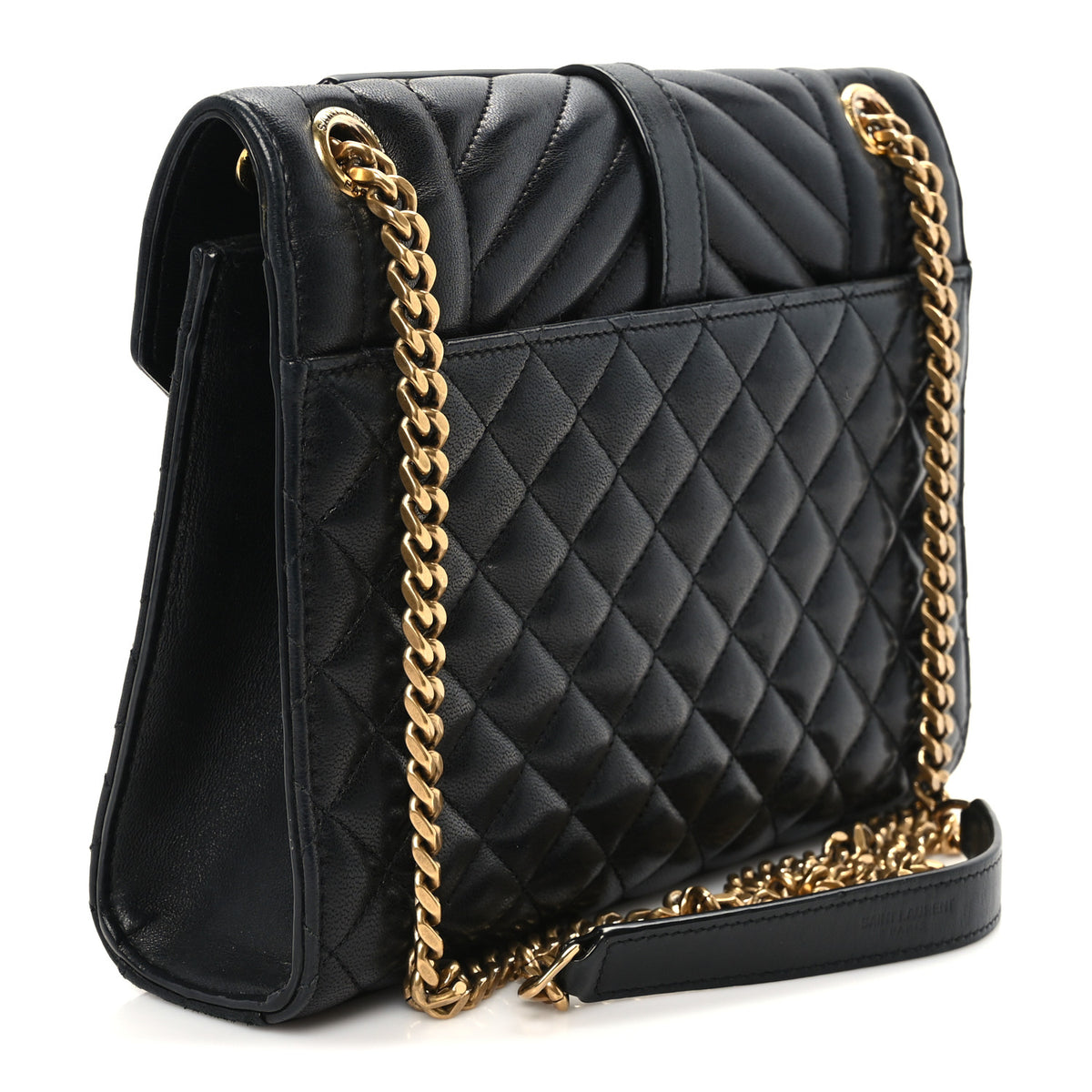 Saint Laurent Lambskin Mixed Matelasse Triquilt Medium Monogram Satchel Black 2 of 10