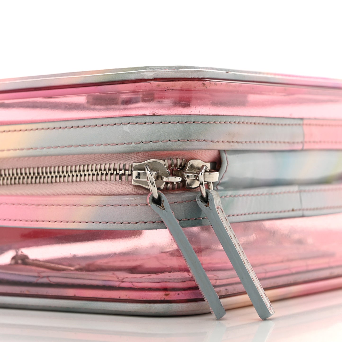 PVC Patent Calfskin Patent Lambskin Small CC Vanity Case Pink