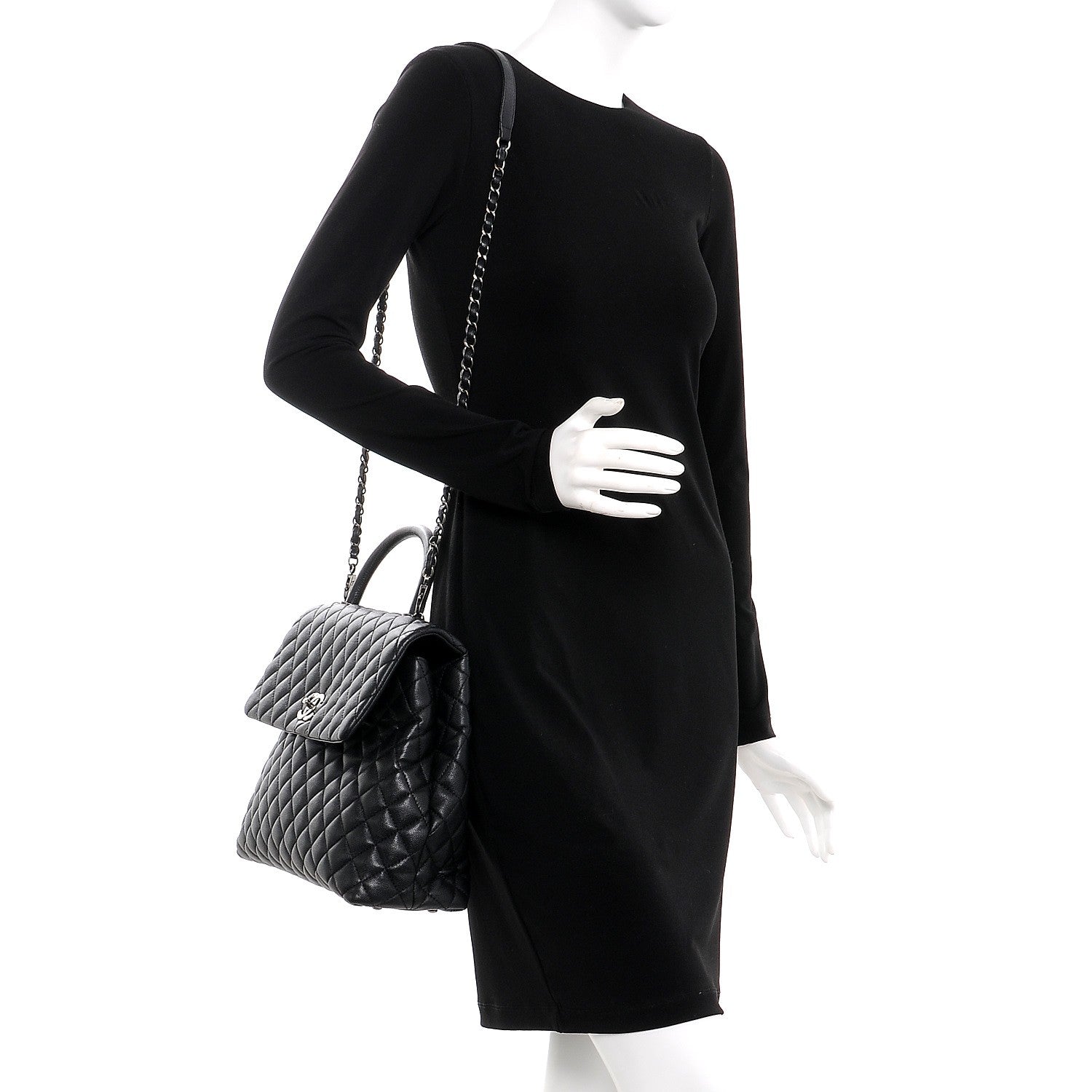 Chanel Caviar Quilted Large Coco Handle Flap Black 2 of 7