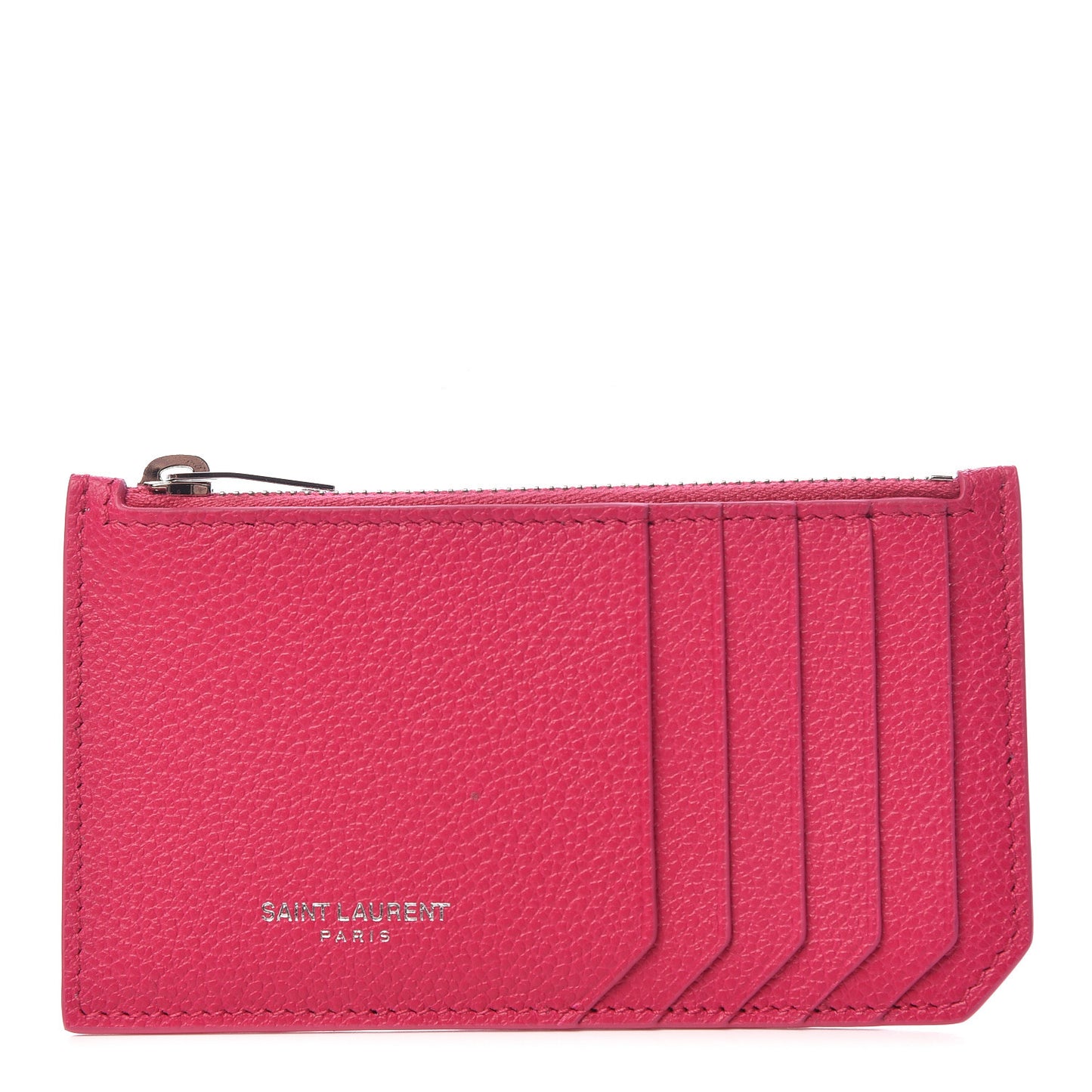 Grained Calfskin 5 Fragments Zip Pouch Card Holder Bubblegum