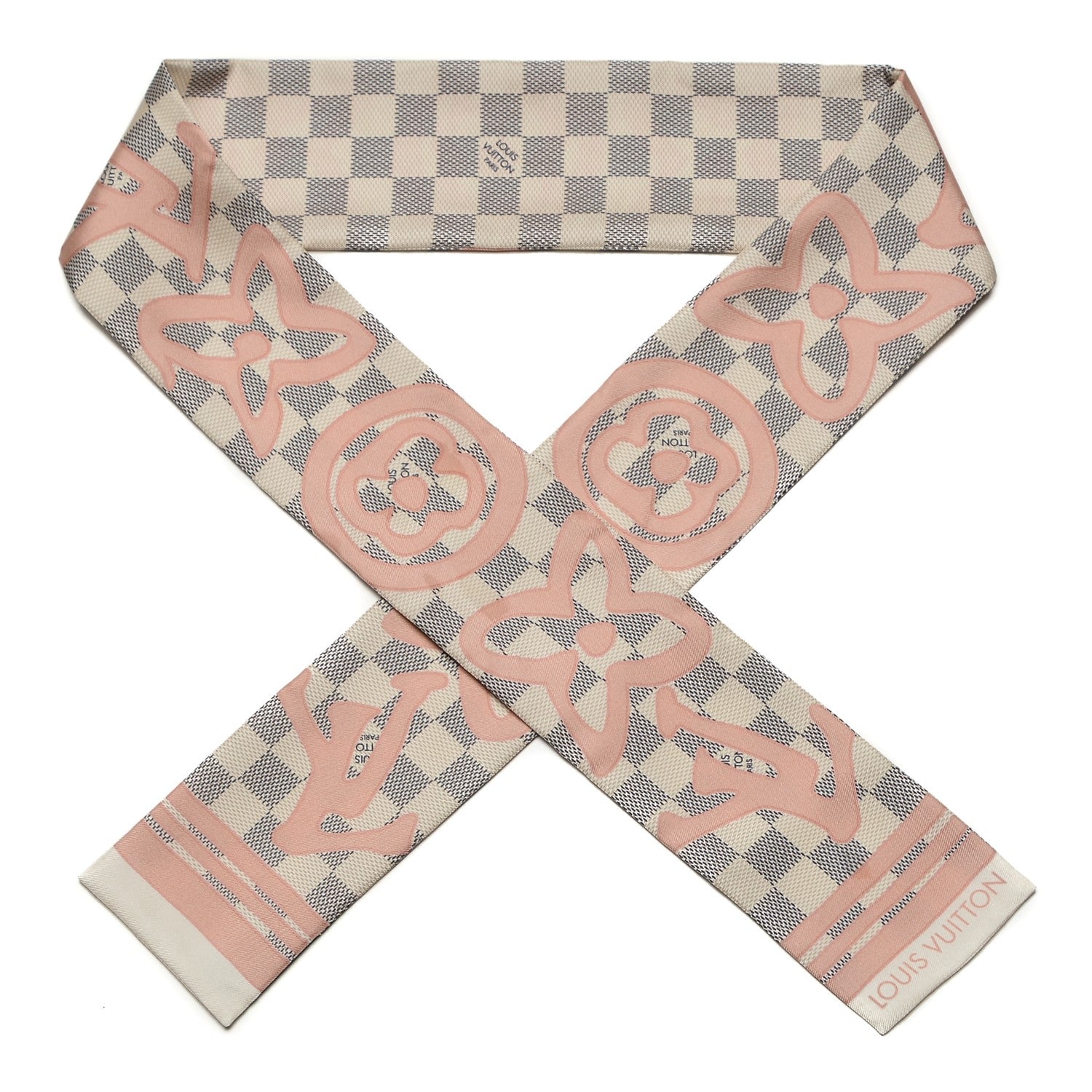 Louis Vuitton Silk Damier Azur Tahitienne Bandeau Rose Ballerine 1 of 5
