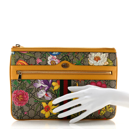 Gucci GG Supreme Monogram Flora Large Ophidia Pouch Clutch Beige Multicolor Crop 2 of 8