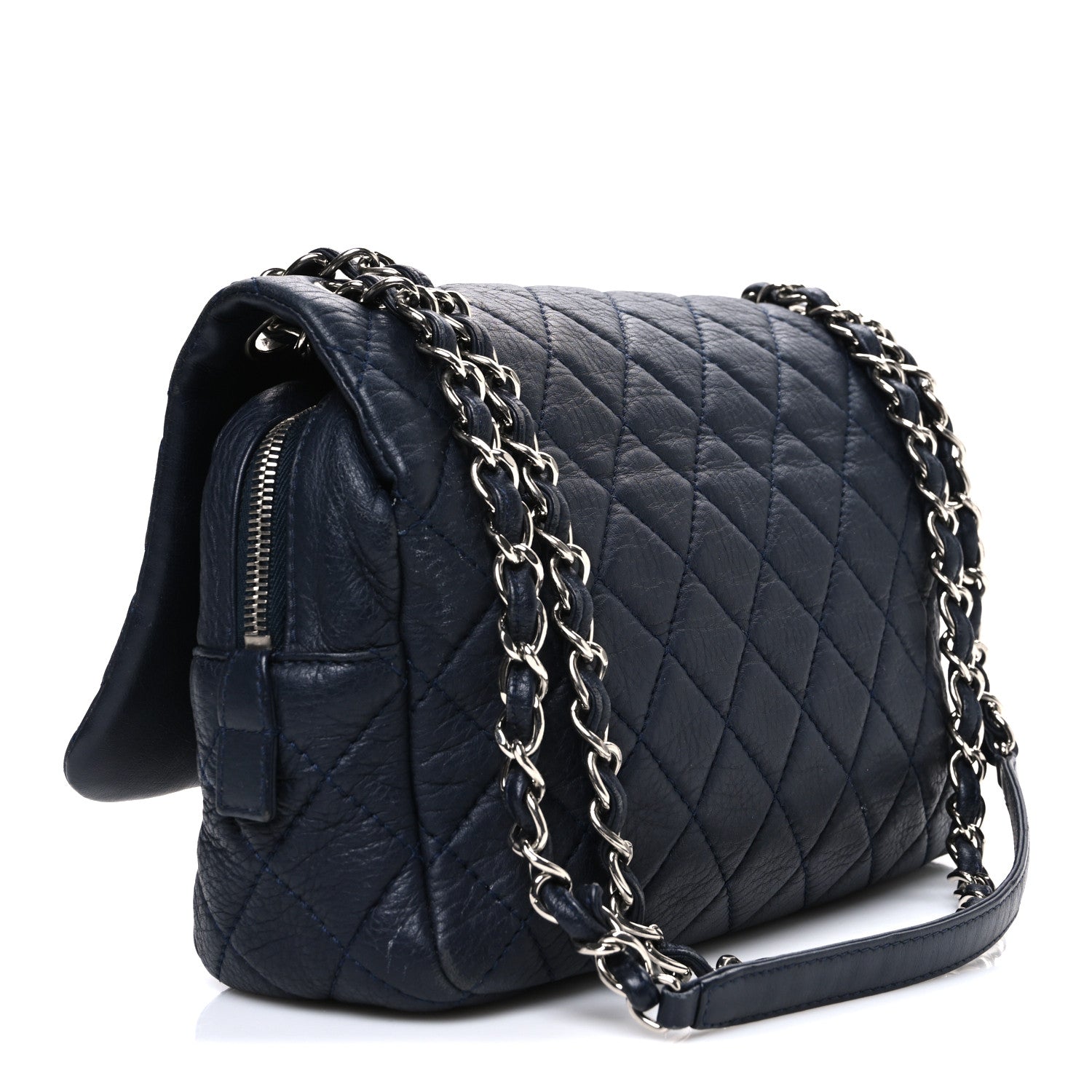 Chanel Deerskin Quilted Casual Journey Flap Dark Blue 3 of 10