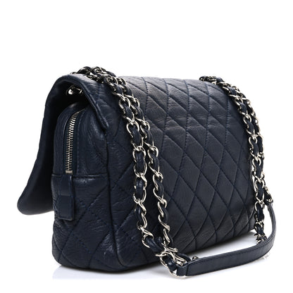 Chanel Deerskin Quilted Casual Journey Flap Dark Blue 3 of 10