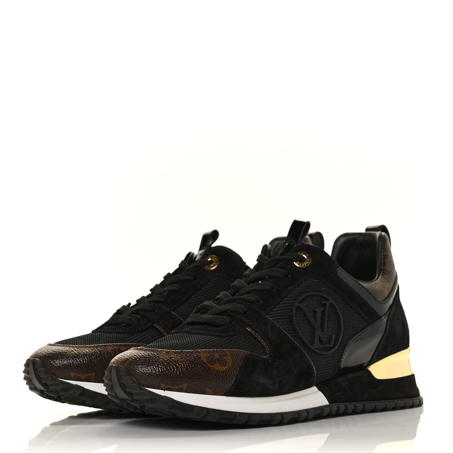 Louis Vuitton Suede Monogram Run Away Sneakers 37.5 Black 3 of 7