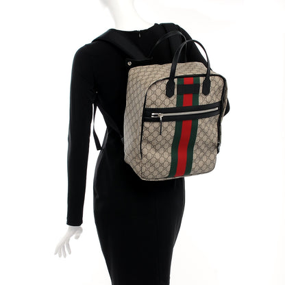 Gucci Soft GG Supreme Monogram Appia Calfskin Web Tote Backpack Beige Ebony Black 2 of 7