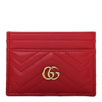 Gucci Calfskin Matelasse GG Marmont Card Holder Hibiscus Red 1 of 4