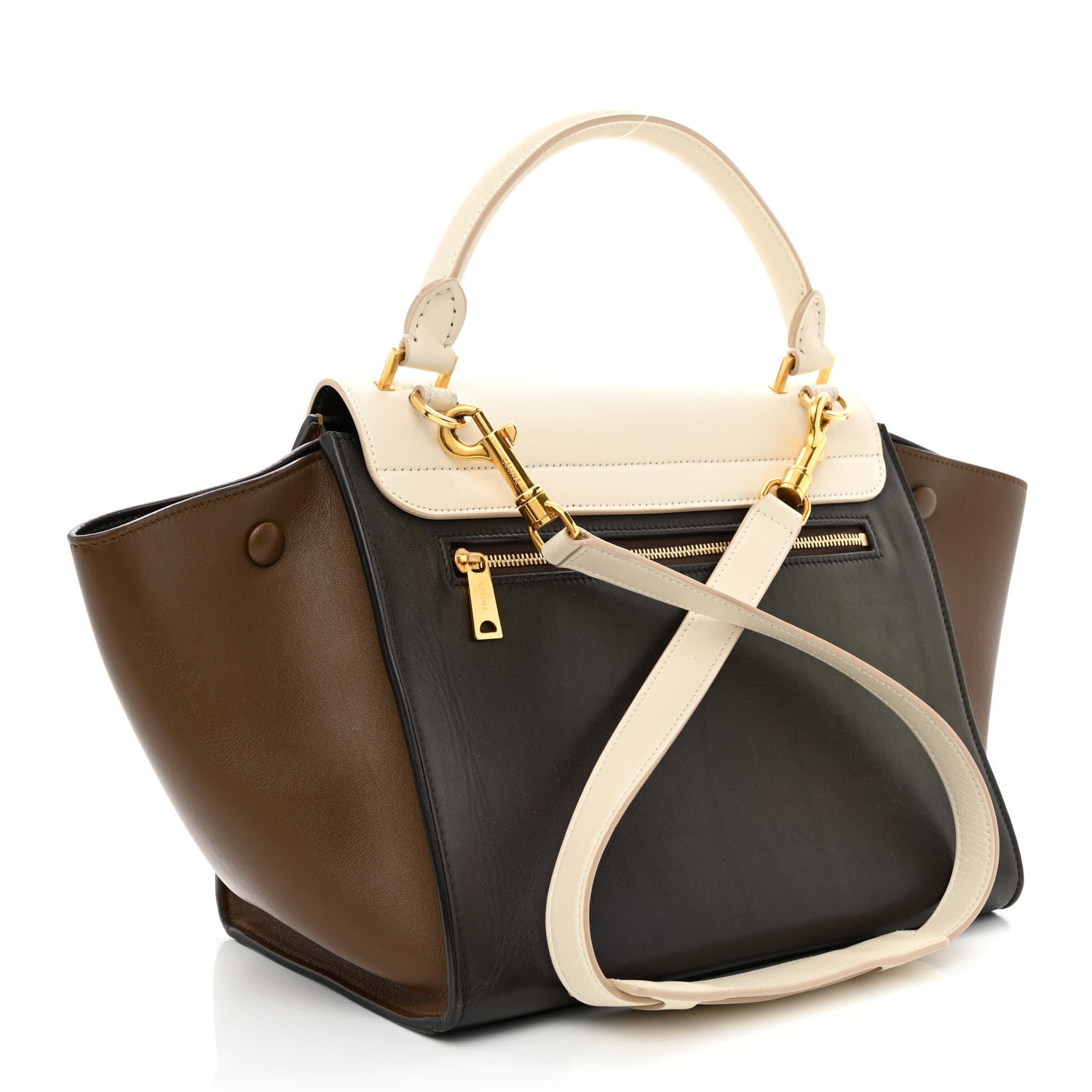 Celine Sleek Calfskin Small Tri-Color Trapeze Moss Green 2 of 11