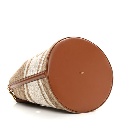 Celine Canvas Smooth Calfskin Logo Bucket 16 Bag Beige Tan 4 of 11