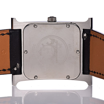 Hermes Stainless Steel Barenia Diamond Bezel Mother of Pearl 26mm Heure H Hour Quartz Watch Noir 5 of 10