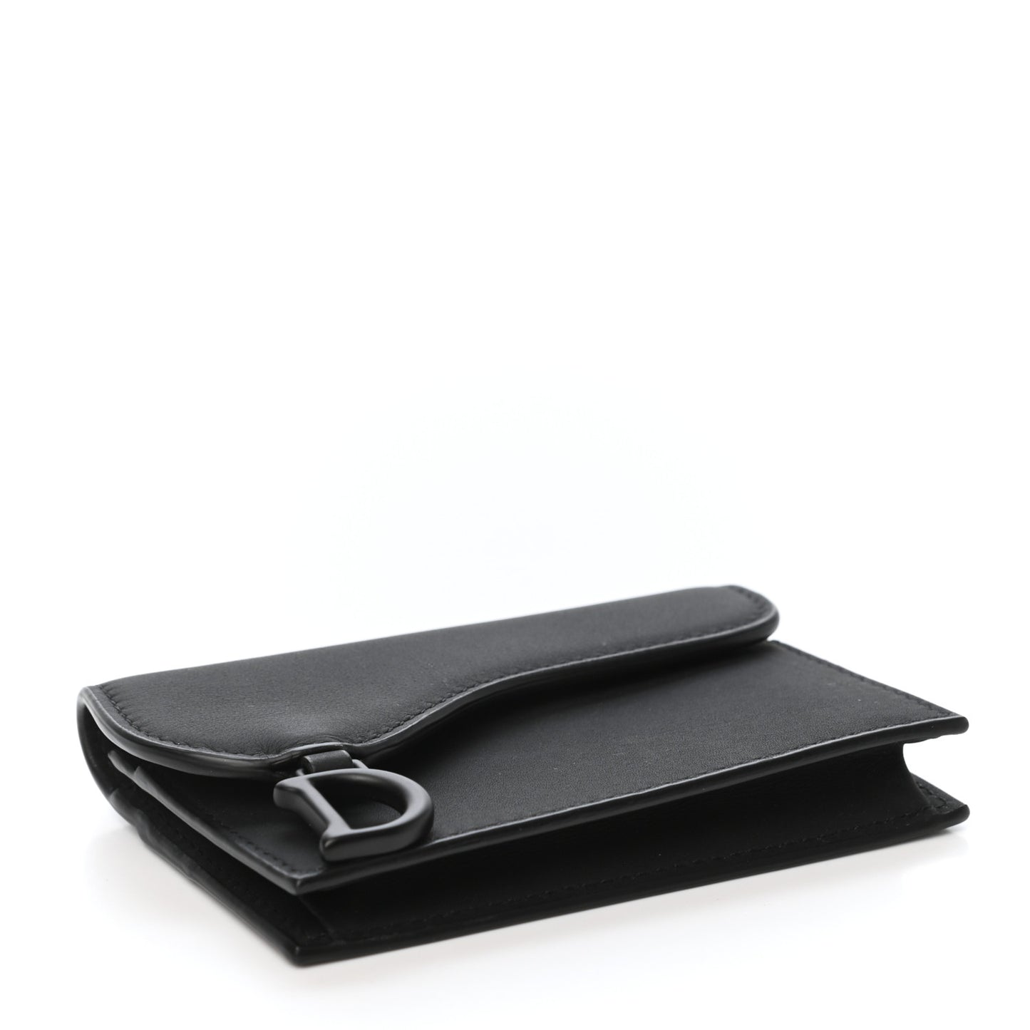 Ultra Matte Calfskin Saddle Card Holder Black