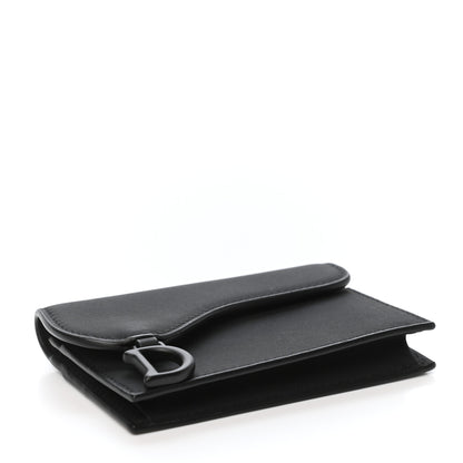 Christian Dior Ultra Matte Calfskin Saddle Card Holder Black 4 of 8