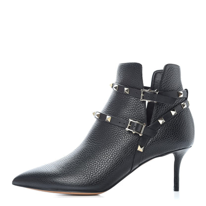 Valentino Garavani Grained Calfskin Rockstud Double Buckle 65mm Ankle Boots 39.5 Black 1 of 8