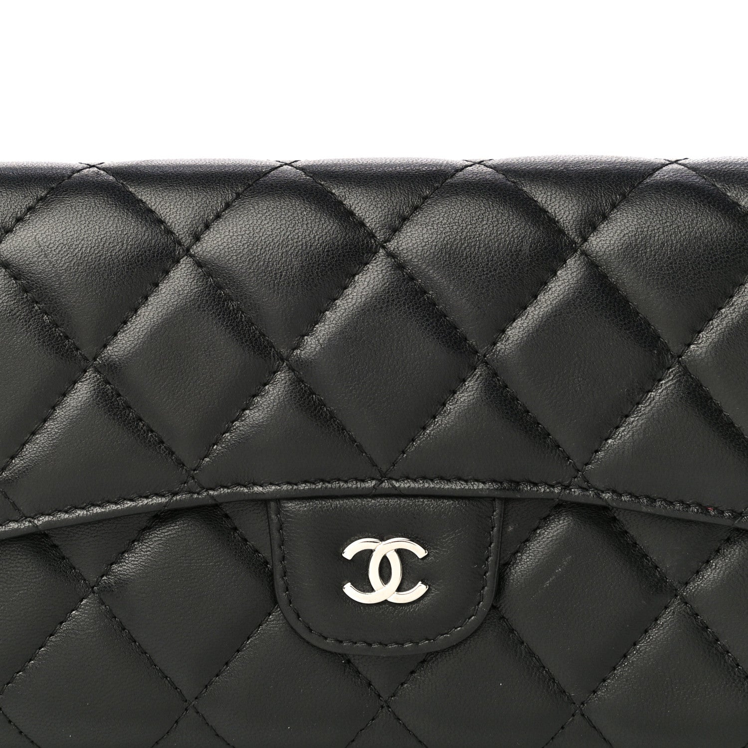 Chanel Lambskin Quilted Large Gusset Flap Wallet Black 9 of 24