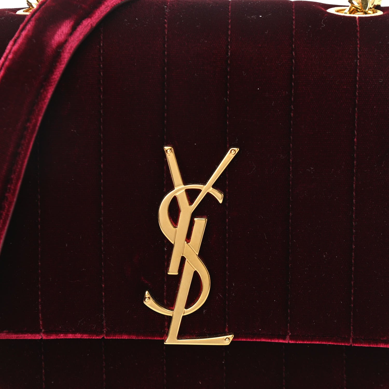 Saint Laurent Velvet Matelasse Vicky Chain Bag Burgundy 8 of 10