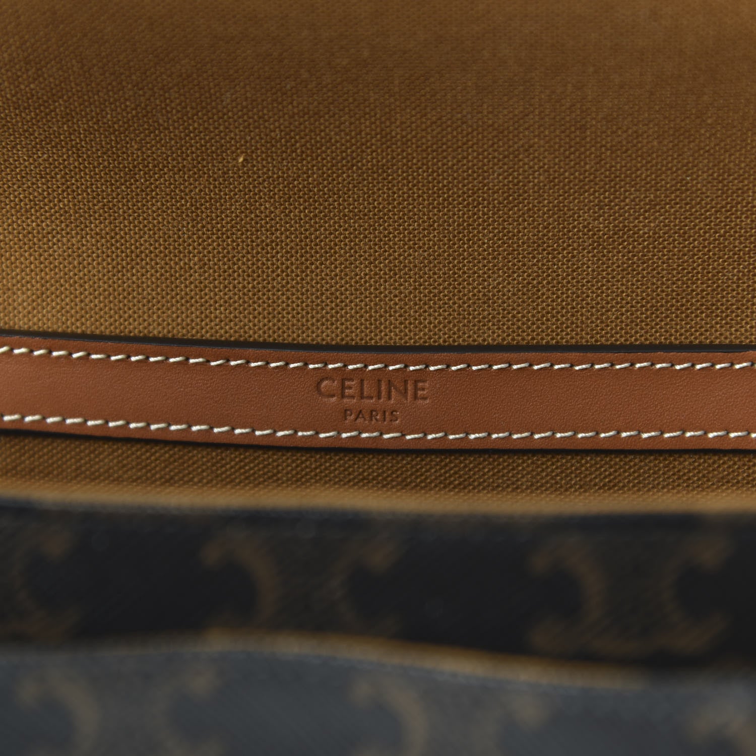 Celine Triomphe Canvas Medium Folco Bag Tan 8 of 10