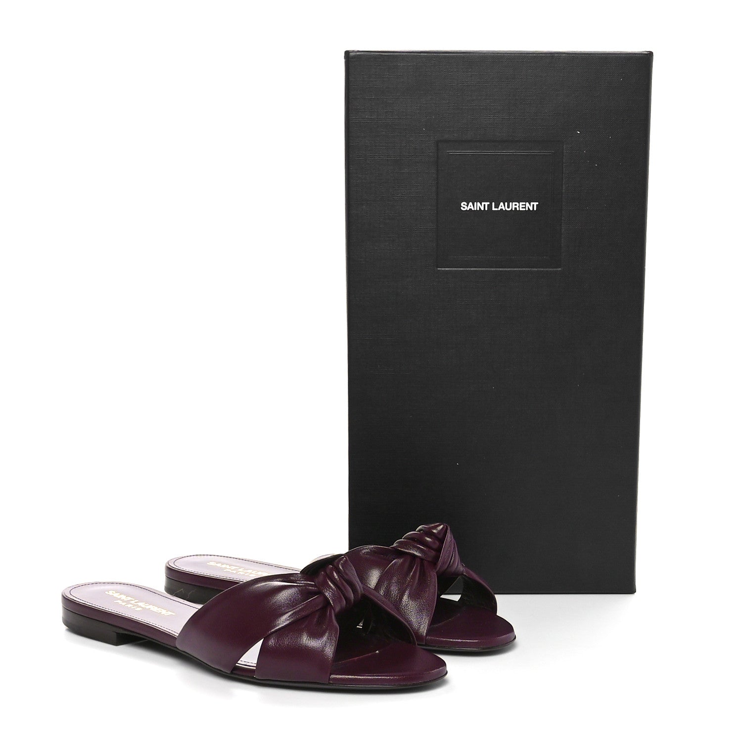 Saint Laurent Incrociato Muriel Bianca Slide Sandals 36.5 Wine Red 9 of 9