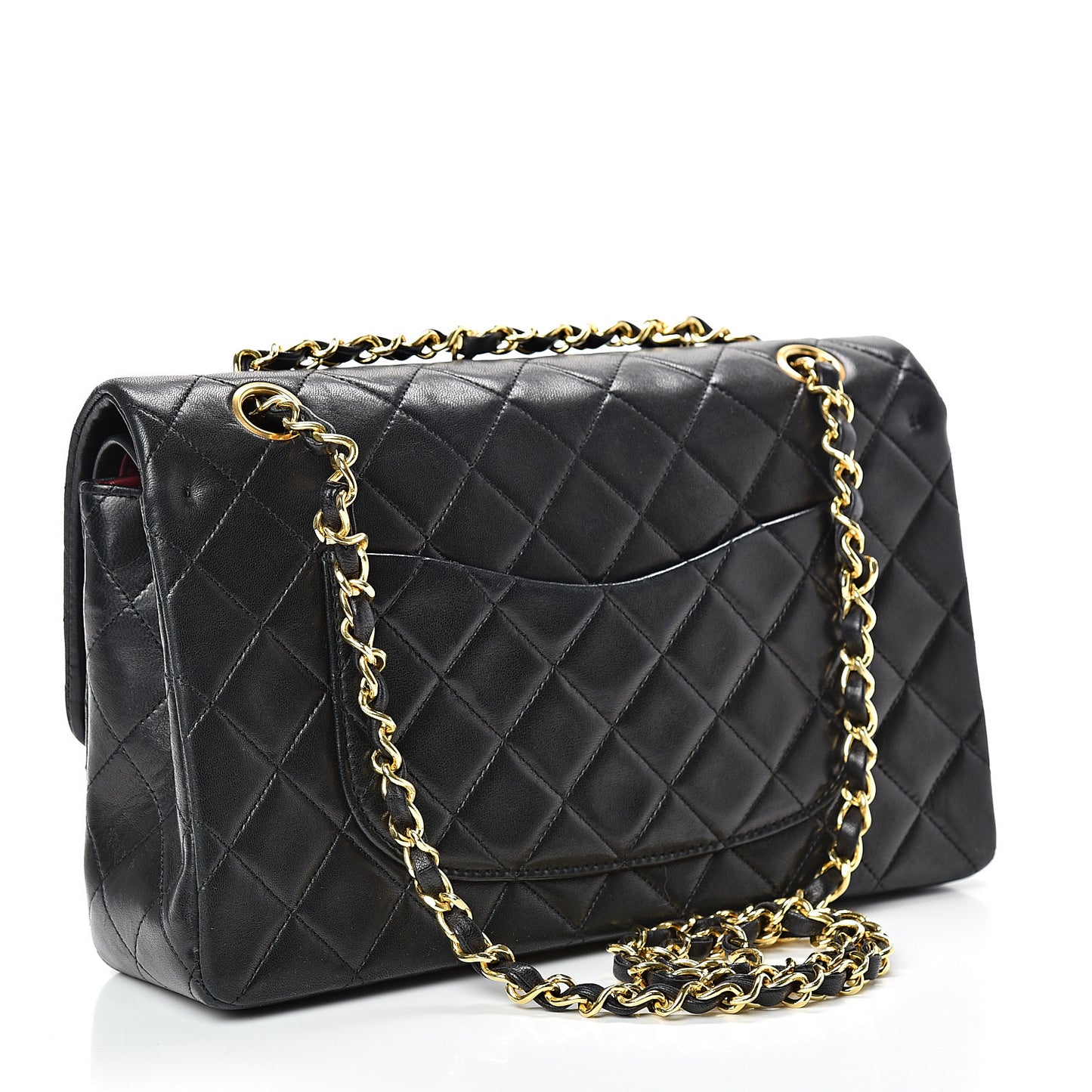 Lambskin Quilted Medium Double Flap Black