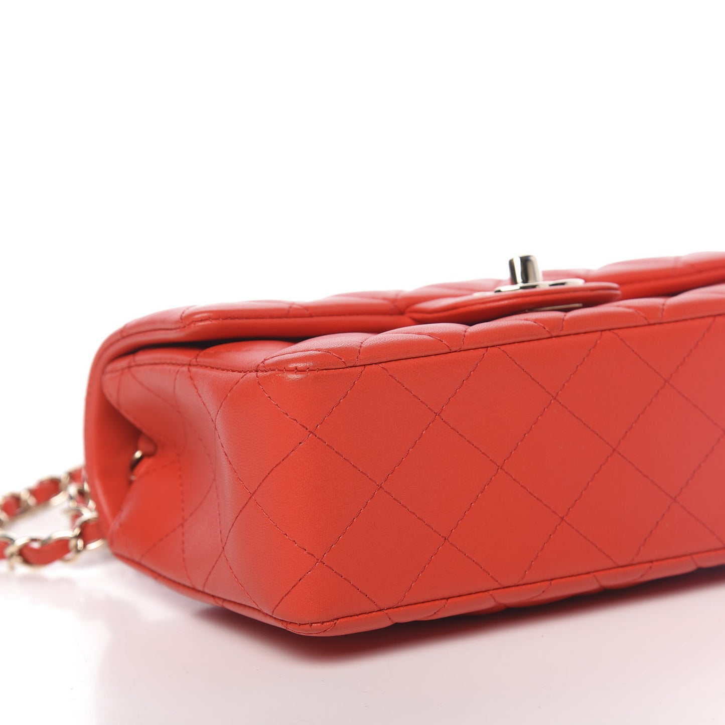 Lambskin Quilted Mini Rectangular Flap Red