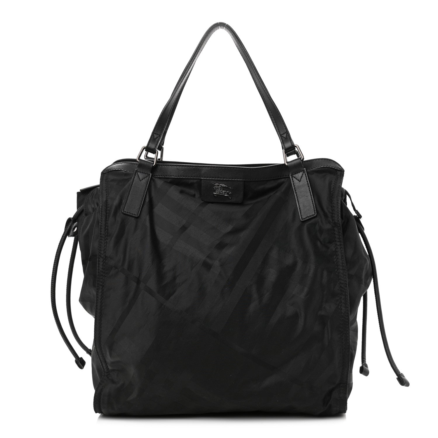 Burberry Nylon Tonal Check Buckleigh Packable Tote Black 1 of 13