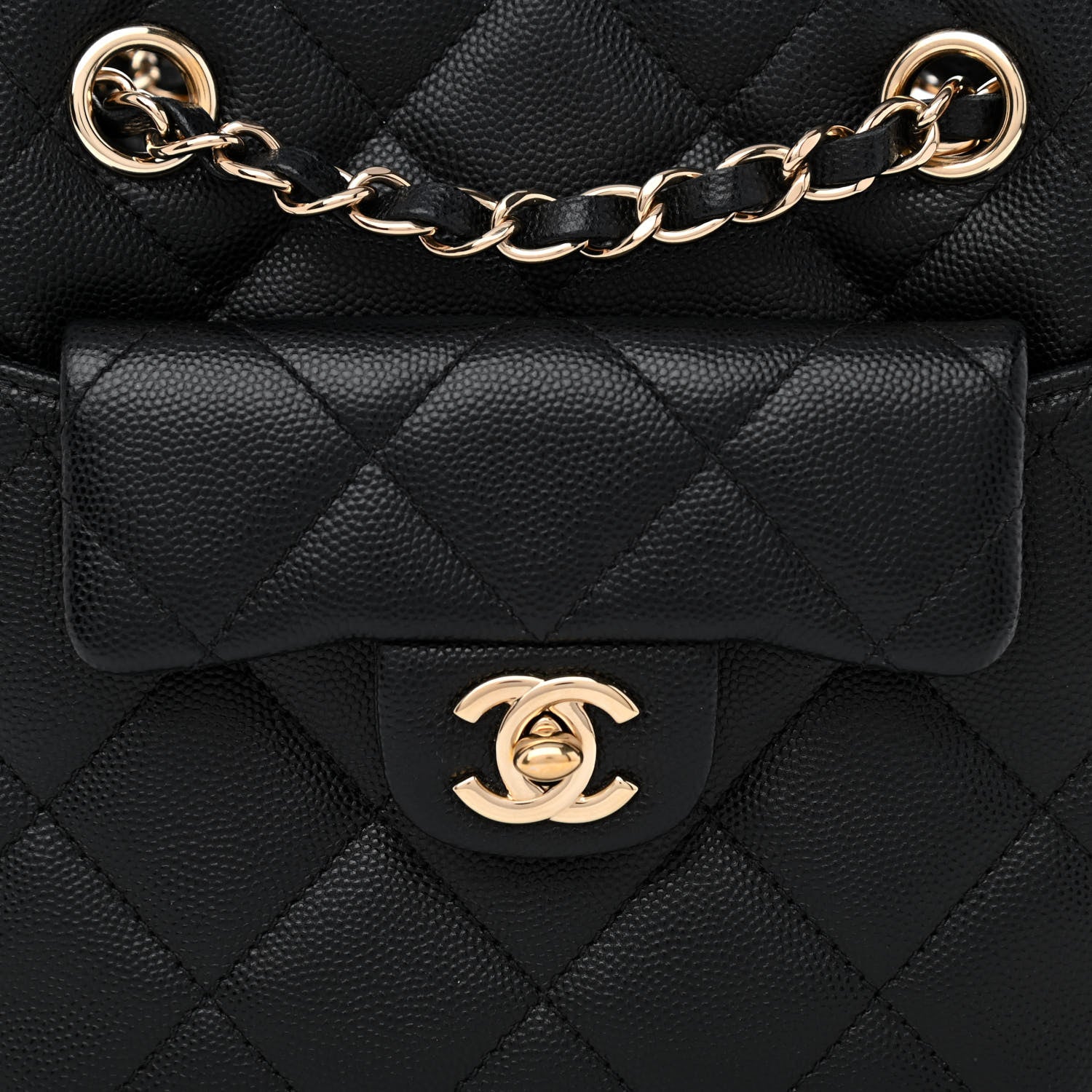 Chanel Caviar Quilted Flap Bucket Bag Black 8 of 11