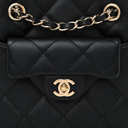 Chanel Caviar Quilted Flap Bucket Bag Black 8 of 11