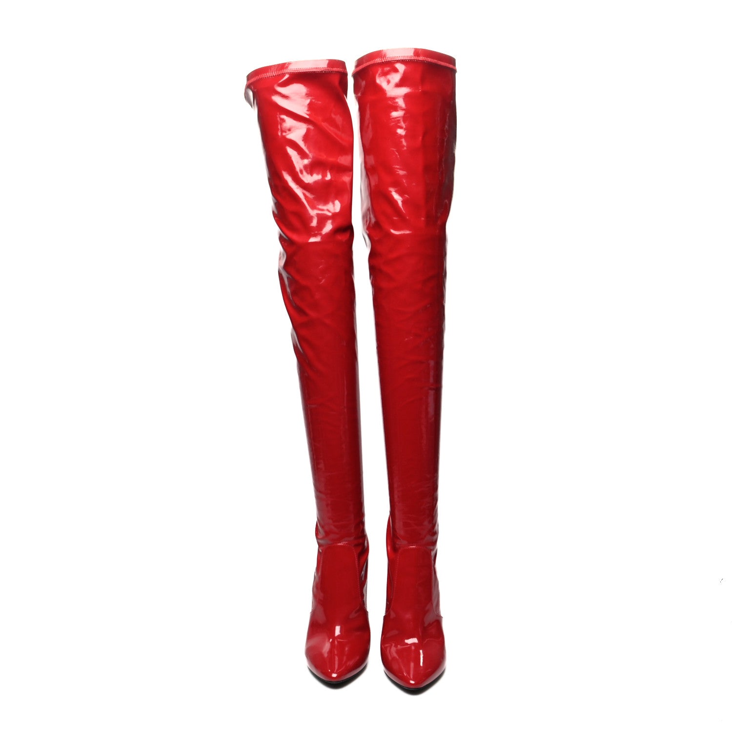 Saint Laurent Latex Ayalah 110 Over The Knee Boots 38 Red 2 of 6