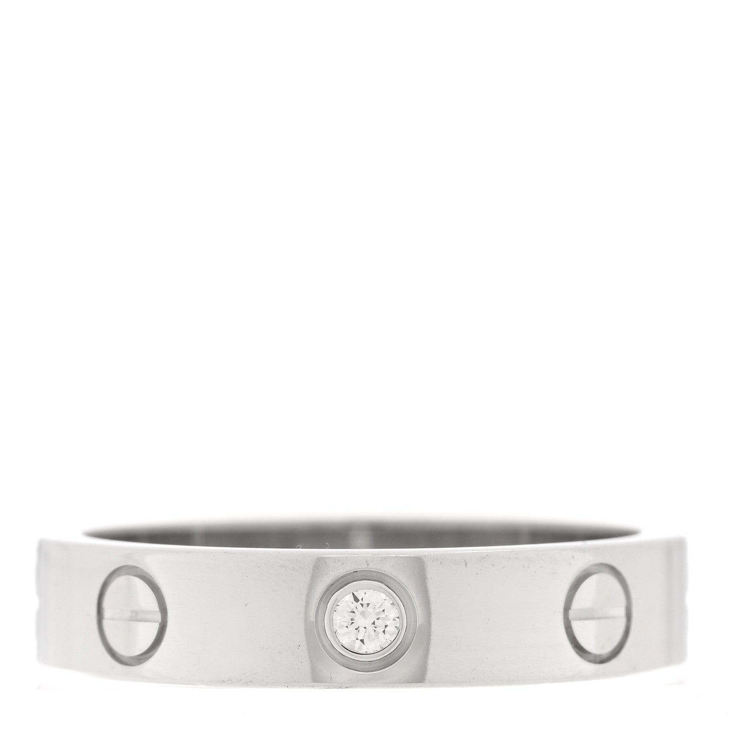 Cartier 18K White Gold Diamond 4mm LOVE Wedding Band Ring 51 5.75 1 of 4
