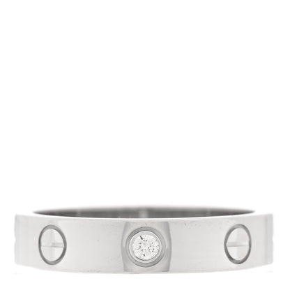 Cartier 18K White Gold Diamond 4mm LOVE Wedding Band Ring 51 5.75 1 of 4