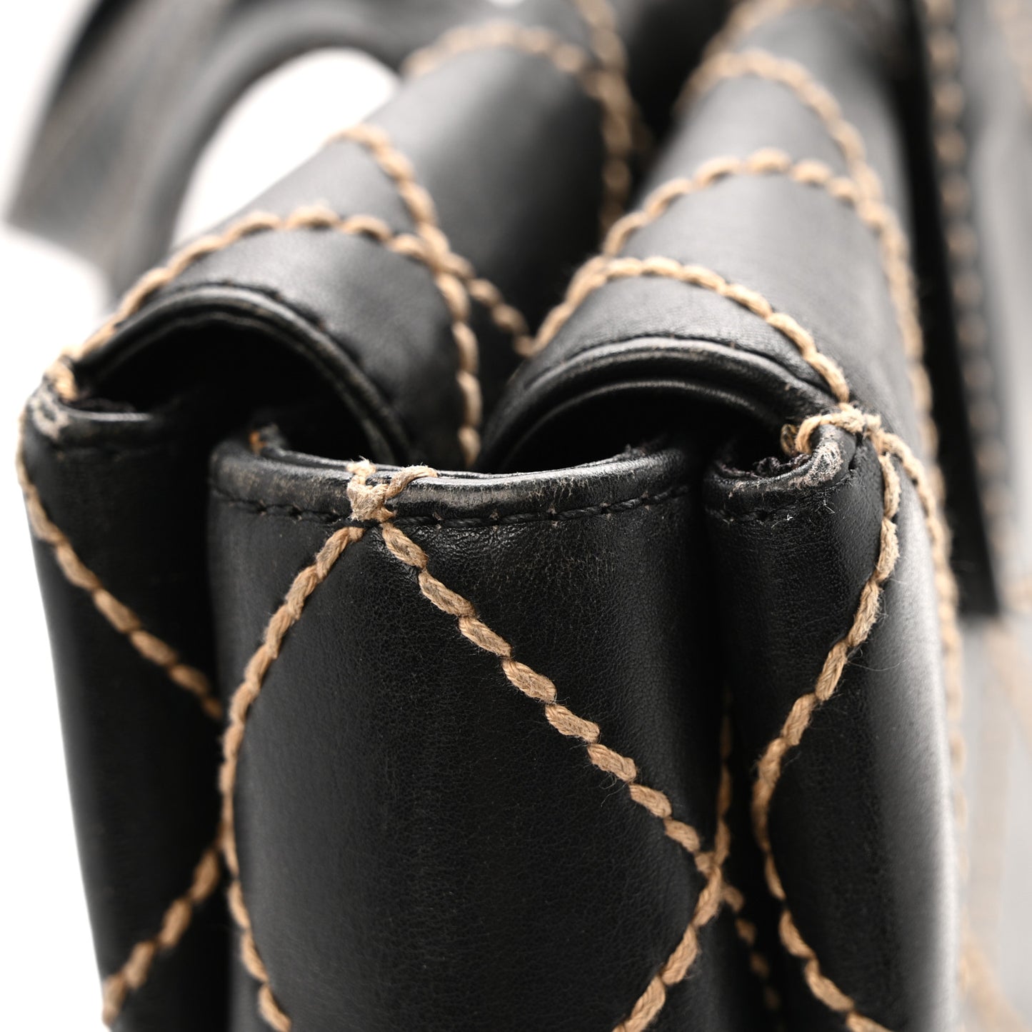 Calfskin Wild Stitch Large Tote Black