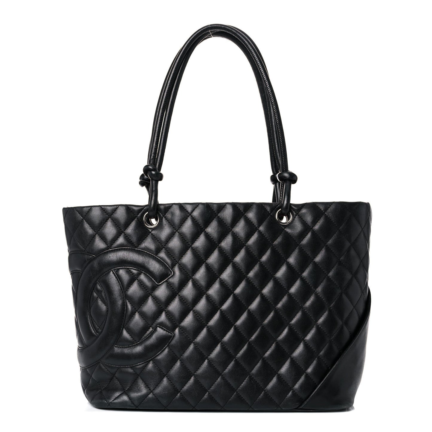 Calfskin Quilted Large Cambon Tote Black