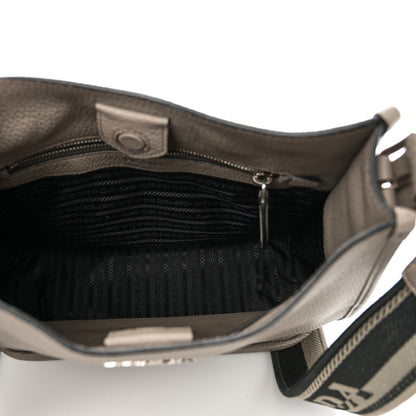 Prada Vitello Daino Soft Hobo Messenger Bag Argilla 5 of 9