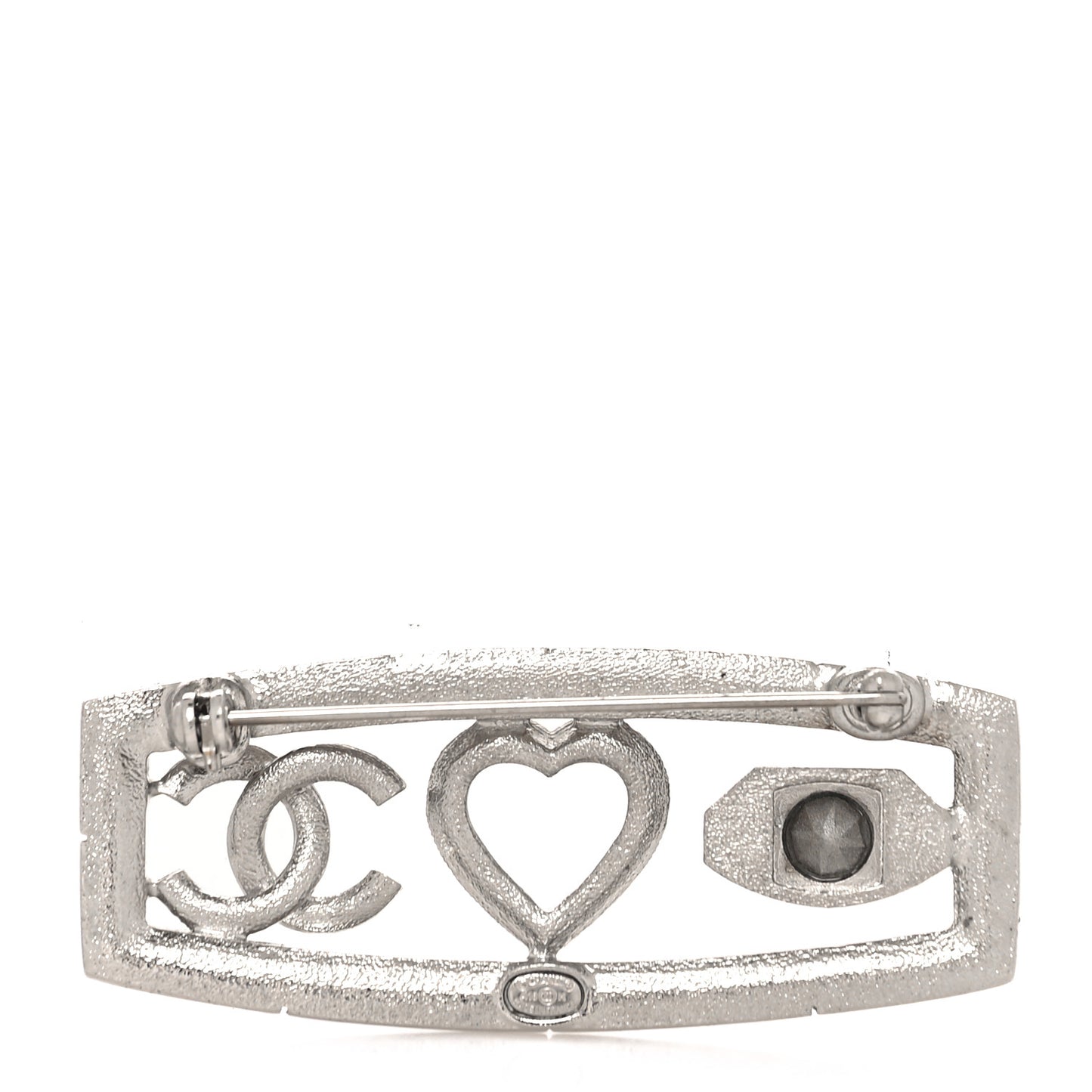 Crystal Eye Heart CC Brooch Silver