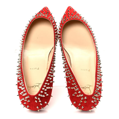 Christian Louboutin Veau Velours Studded Escarpic Flat 41 Rougissime 2 of 10
