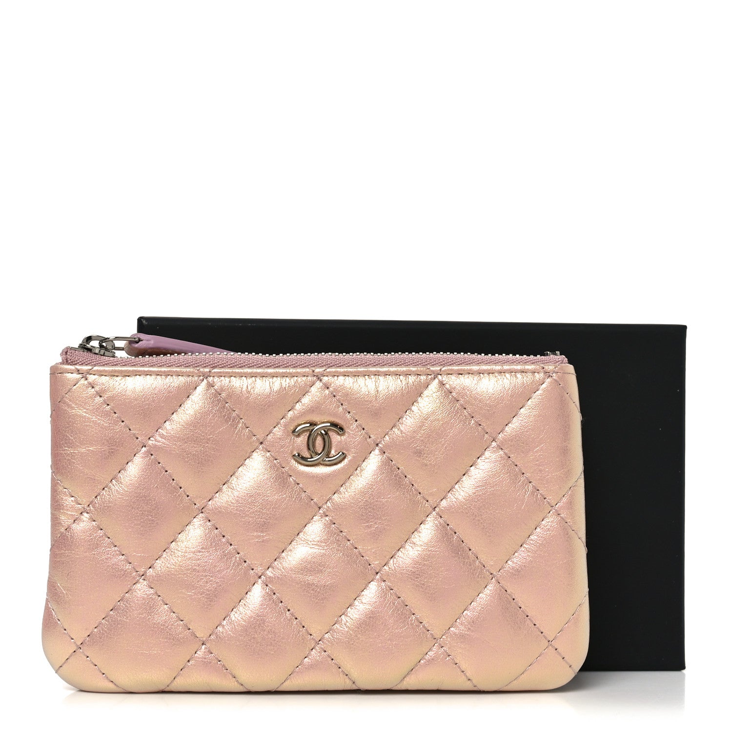 Chanel Iridescent Calfskin Quilted Small Cosmetic Case Pink 8 of 8