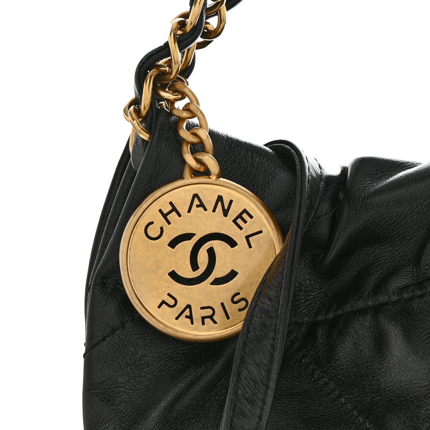 Shiny Calfskin Quilted Small Chanel 22 Black