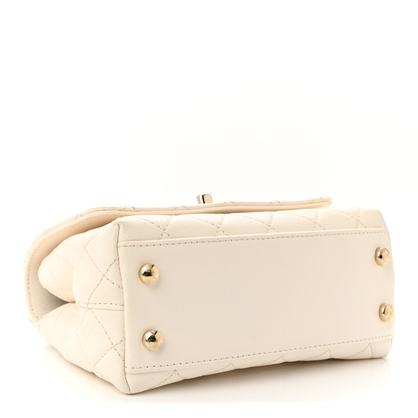 Goatskin Quilted Extra Mini Rainbow Coco Handle Flap White