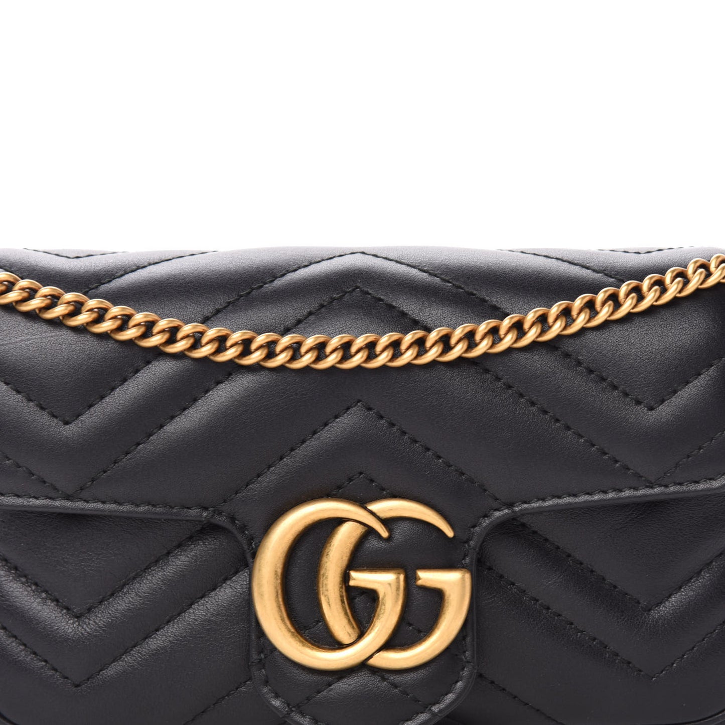 Calfskin Matelasse Super Mini GG Marmont Shoulder Bag Black