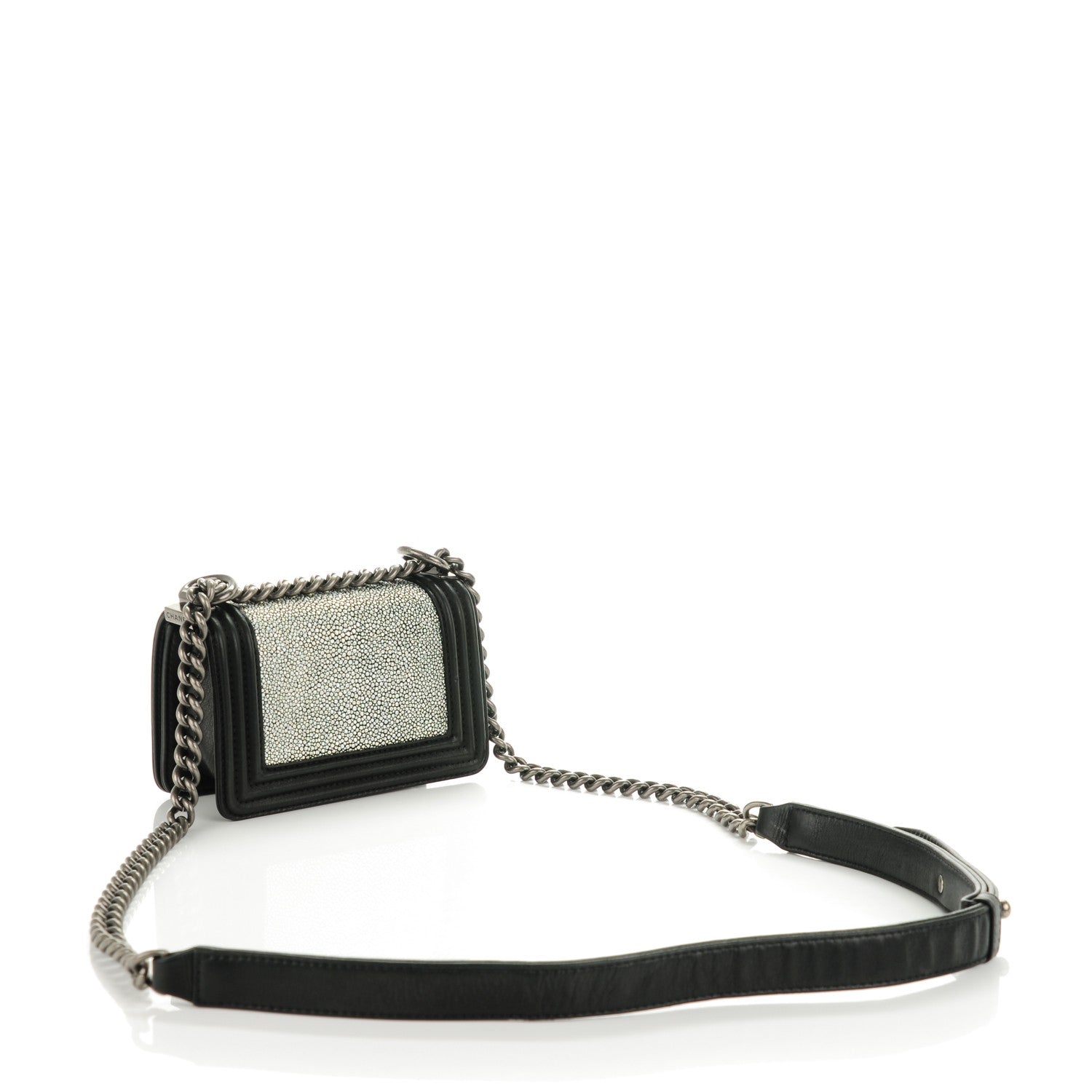 Chanel Galuchat Stingray Mini Boy Flap Black Silver 3 of 7