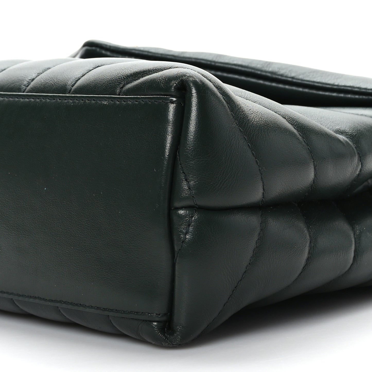 Calfskin Y Quilted Monogram Small Loulou Chain Satchel Dark Mint
