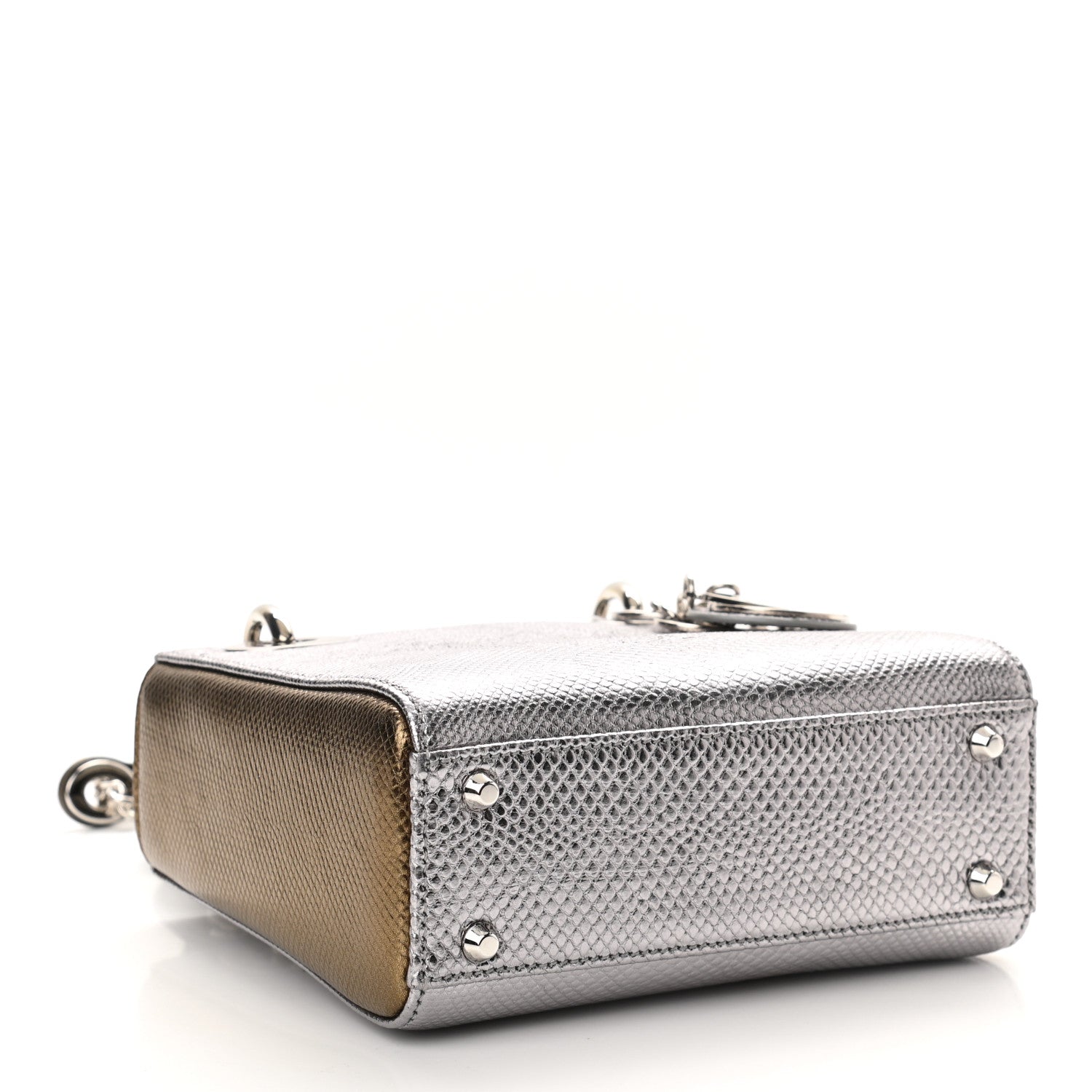 Christian Dior Metallic Karung Mini Lady Dior Silver Bronze 4 of 9