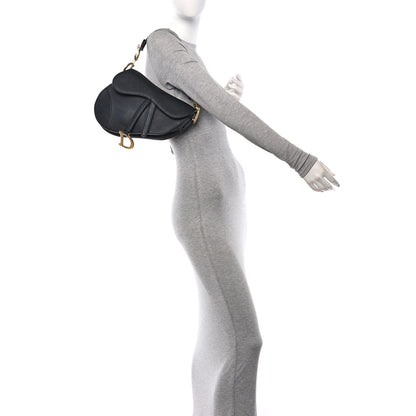 Christian Dior Grained Calfskin Saddle Bag Black 2 of 10